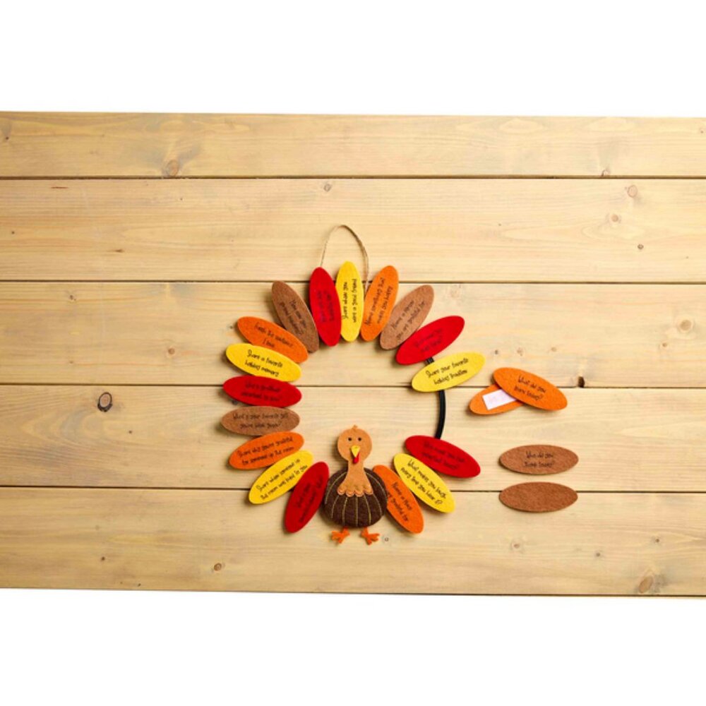 Mud Pie Thanksgiving Turkey Gratitude Wreath 14" Circular NEW - Picture 2 of 2